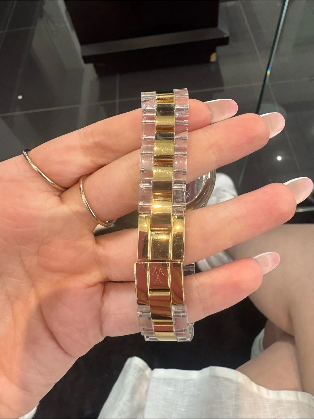 New ToyWatch Clear Acrylic Gold Tone Crystal Dial Dress Watch